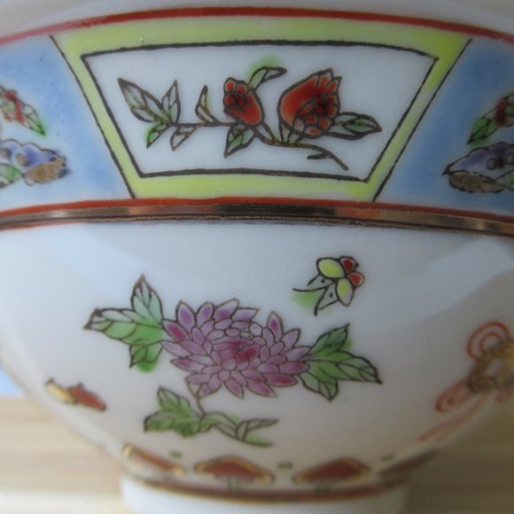Porcelain Rice Soup Bowl with Chinese Symbols of Prosperity, China - Picture 6 of 16